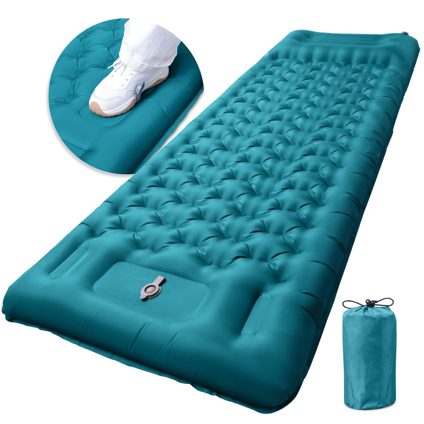 GDREAMT Inflatable Camping Sleeping Pad with Pillow, Extra Thickness 4 Inch Sleeping Mat with Built-in Pump, Compact & Ultralight Camping Air Mattress for Backpacking Hiking Tent Traveling