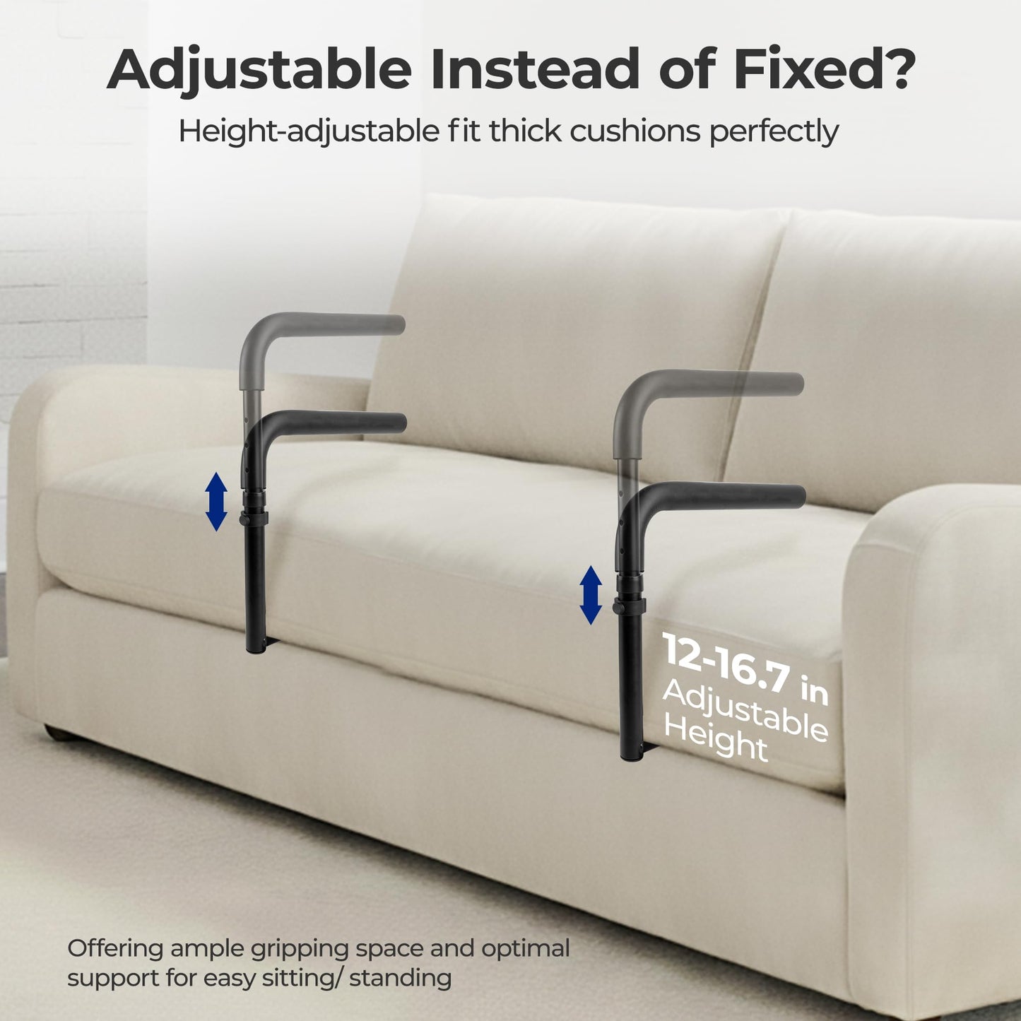 NIMOOD L1 Stand Assist Rail for Couch, Chair Stand Assist Aid for Elderly, Elderly Assistance Products, Disabled, Senior Mobility Aids Adjustable for Sit, Stand, Couch Cane, 18 in Couch Wide at Least