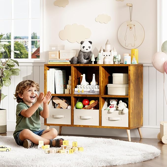 6 Cube Storage Organizer, Wood Bookcase