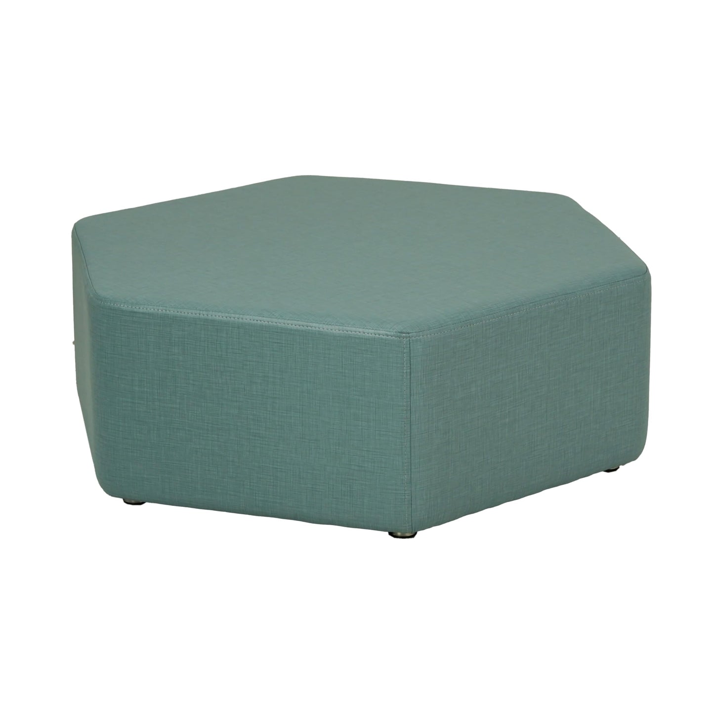 FDP Pro Series Hexagon Accent Ottoman (12" Height) Hand Upholstered Commercial Furniture for Hotel Lobby, Office, Restaurant, Home Collaborative and Configurable Seating - Sky Blue Crosshatch