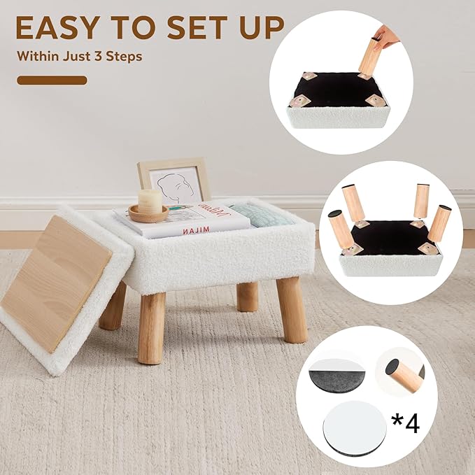 Storage Ottoman, Small Foot Stool Ottoman