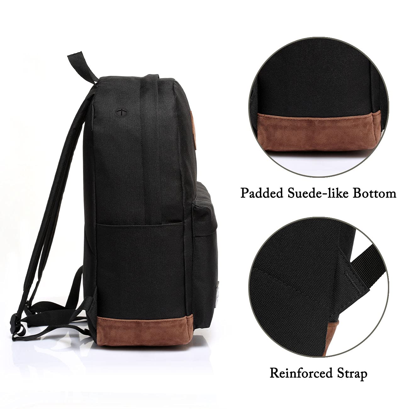 VASCHY Backpack for Men, Unisex Classic Water-resistant College School Backpack Bookbag Laptop Backpack Black