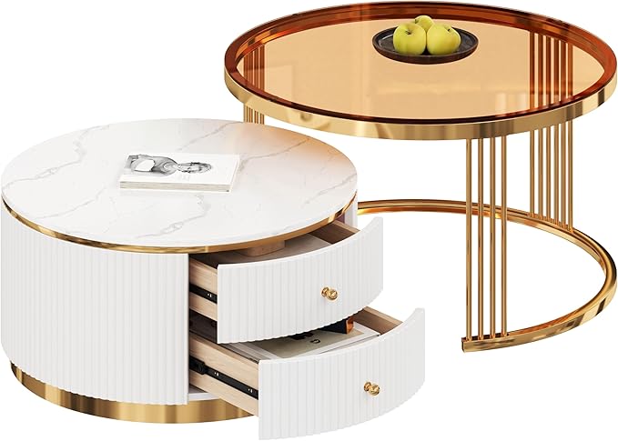 Merax 2-Piece Round Nesting Coffee Table Set