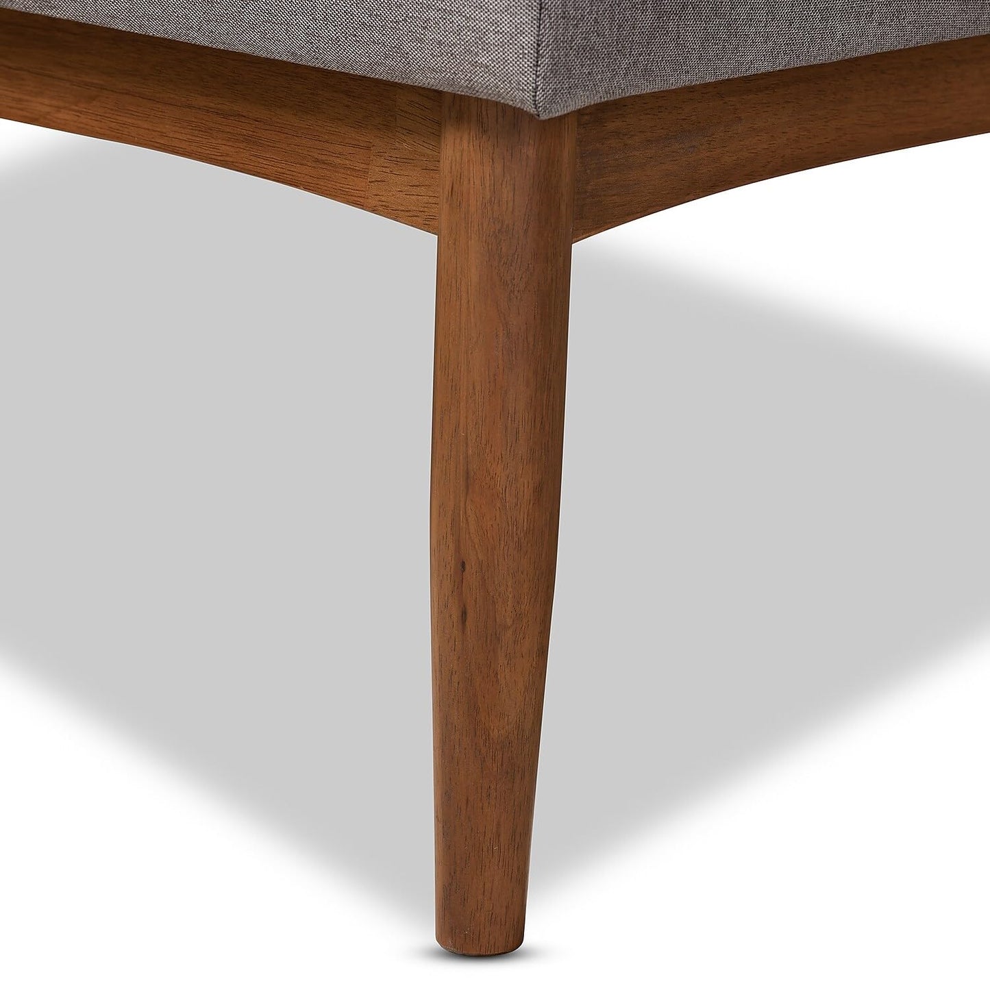 Baxton Studio Arvid Mid-Century Modern Gray Fabric Upholstered 2-Piece Wood Dining Corner Sofa Bench