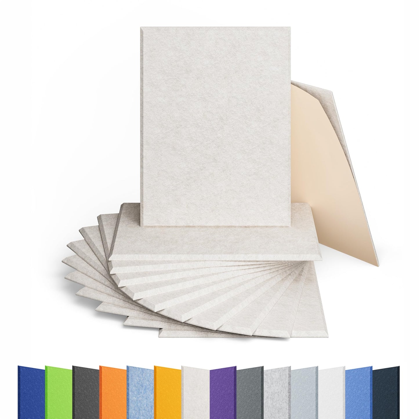 Amantech 12 Pack Acoustic Panels Self Adhesive Sound Proof Foam, High Density Sound Acoustic Panel, 16X12X0.4 Inch 4:3 Rectangle Panels in Home, Office, Reccording Room, Studio,and more(Beige)