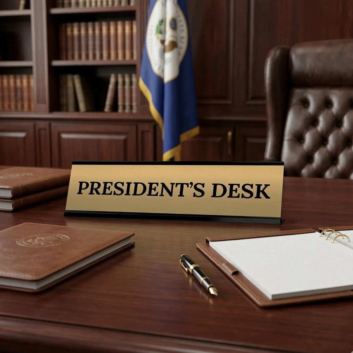 Signs ByLITA President's Desk Office Decoration Gift Black Frame Desk Sign (2x8")
