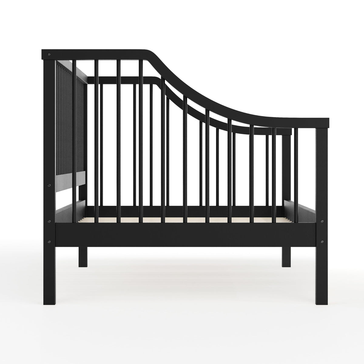 Martha Stewart Neely Platform Daybed with Wood Spindles, Solid Wood Frame, No Box Spring Needed, Twin Size, Black