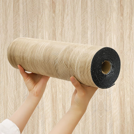 Chejiaye Wood Grain Peel and Stick 3D Wall Panel -15.75"x118"Soundproof Self-Adhesive Wall Sticker, Removable Thick PVC Slat Contact Paper for Kitchen Bedroom,Ceiling Wall Decoration (Log Color)