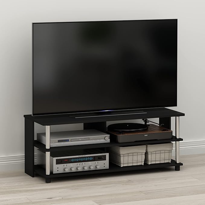 Furinno Sully 3-Tier Stand for TV up to 48 Inch, Americano/Chrome