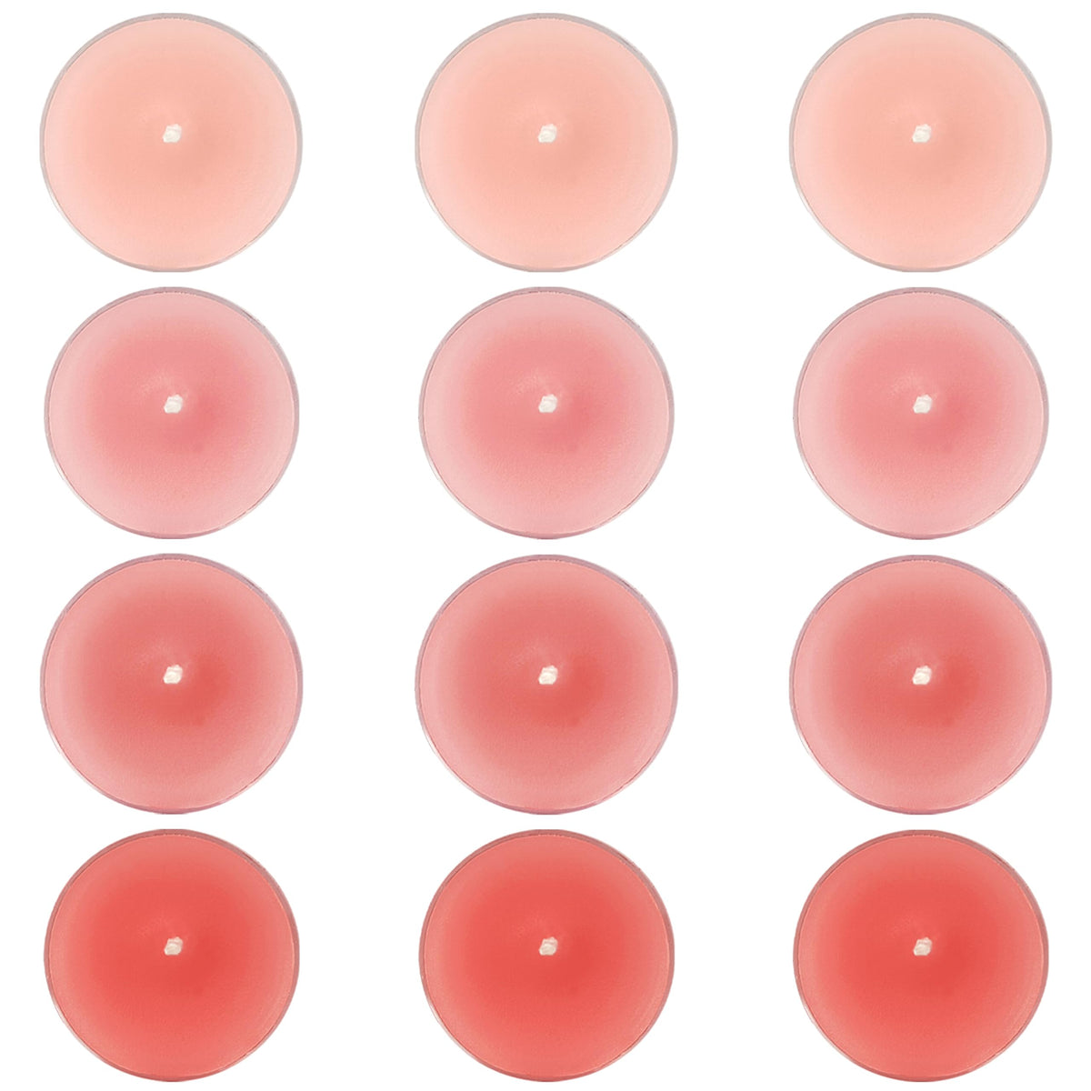 Rose Scented Tea Light Candles 12 Pack Gradient Pink Hand Poured Smokeless 4 Hours Clean Burning Small Round Tealight Candles for Mother's Day Meditation Romantic Dinners Wedding Cozy Evenings