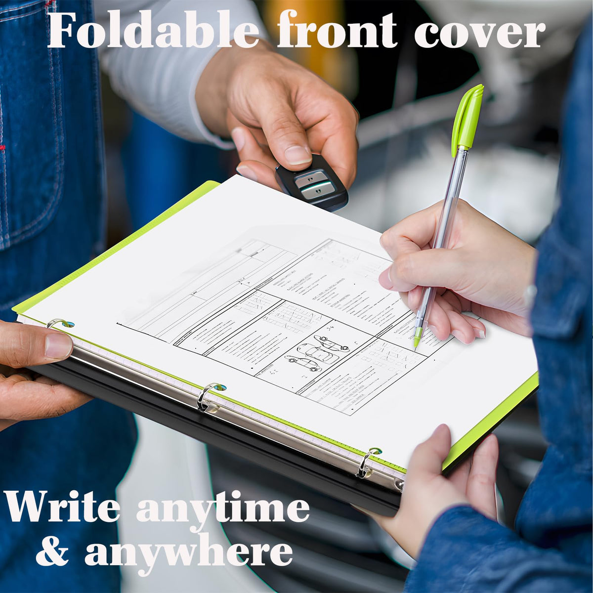 INFUN 1 Inch Telescoping 3 Ring Binder - 1PCS,Flexible Round Binder with Customizable Front Cover and Clear Catalog Pocket, 1 Inch Rings, 225 Sheet Capacity- Green