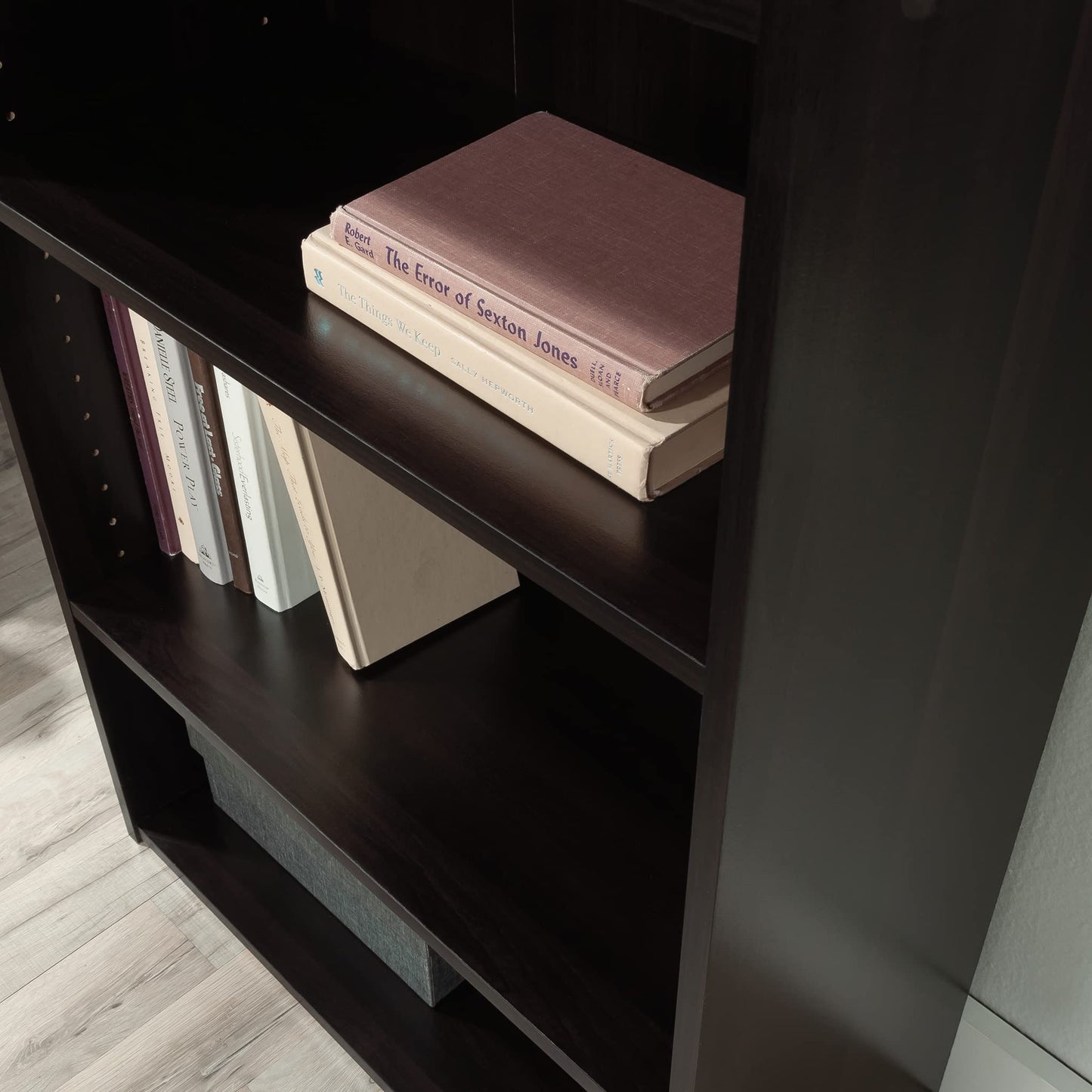 Sauder Beginnings 3-Shelf Bookcase, Bookshelf with Adjustable Storage Shelves, in Med Wood Finish