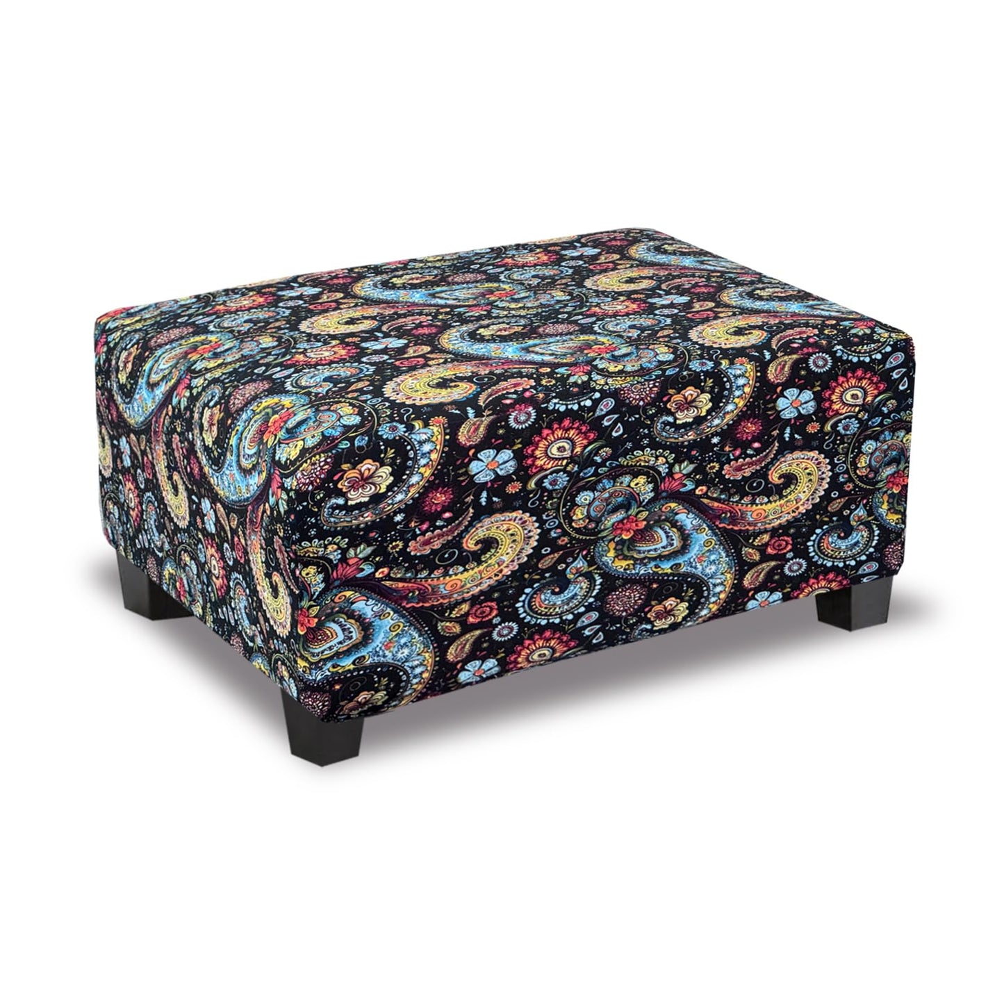 TOPHMDECOR Ottoman Cover Rectangle Printed,Stretch Footstool Slipcover with Elastic Bottom,Soft Fabric Protector for Rectangular Ottoman in Living Room or Bedroom,Medium,Flower F
