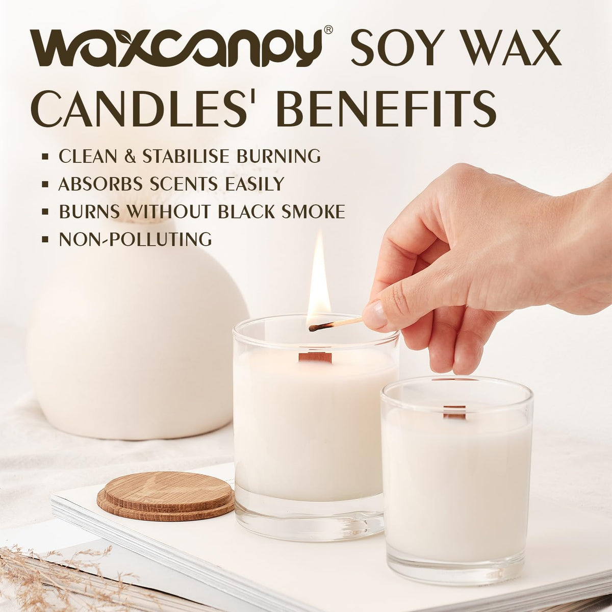 Soy Wax, Waxcanpy Natural Soy Wax for Candle Making, Organic Candle Wax from Farm, No Additives, Harmless and Pure (5lb)