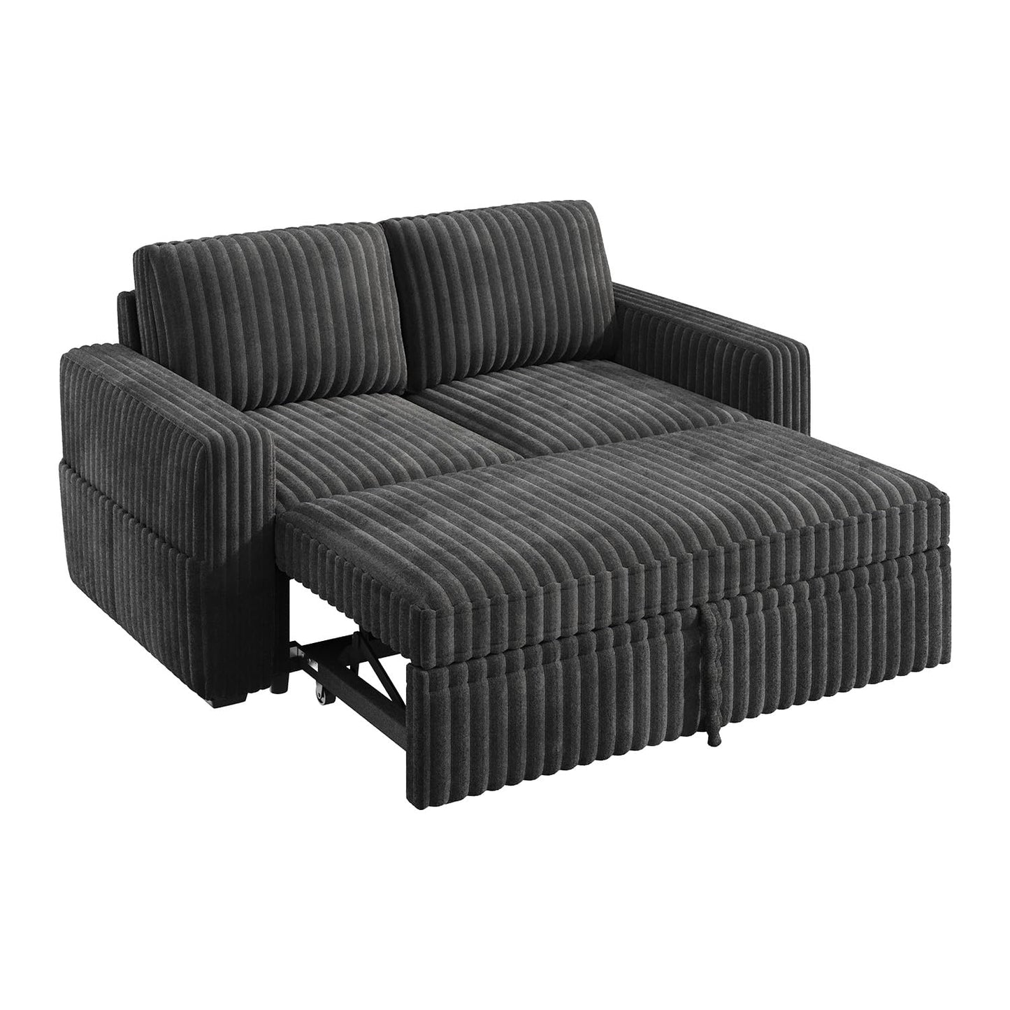 HONBAY Modular Pull Out Sofa Bed,Corduroy Loveseat, Couches for Living Room,Dark Grey