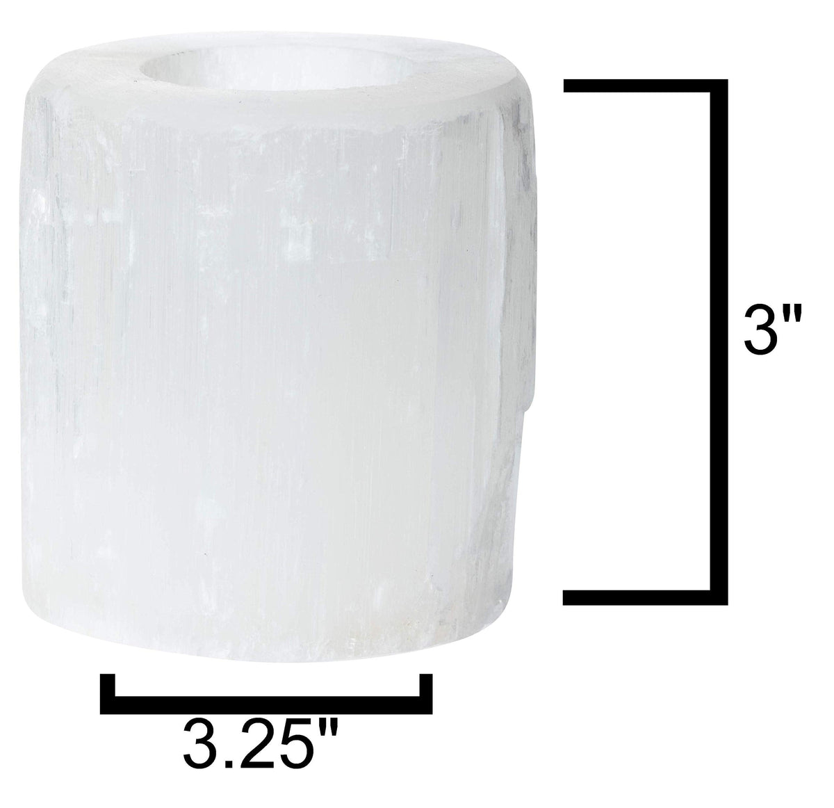 Natural Solid White Selenite Candleholder - Perfect for Meditation and Reflection - 3" Tall (1)