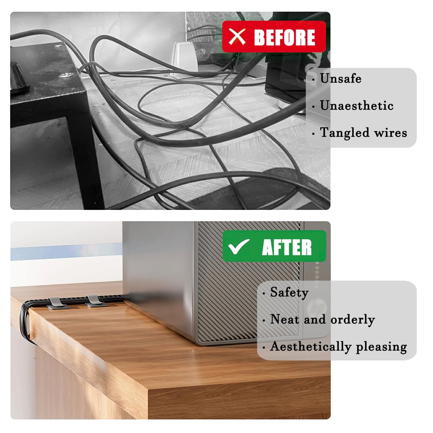 80PCS Hook and Loop Cable Straps, Cable Management Under Desk, Adhesive Cable Ties, Reusable Wire Organizers for Cords, Cords Management, Computer Accessories for Desk, Home Office Essentials, Black