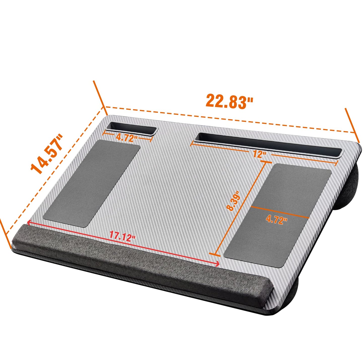 Extra Large Lap Laptop Desk- Home Office Portable LapDesk with Mouse Pad & Wrist Rest for Notebook/MacBook/Tablet, Sofa Bed Working, Writing, Drawing (Carbon Silver, Fit Up to 17-inch Laptops)