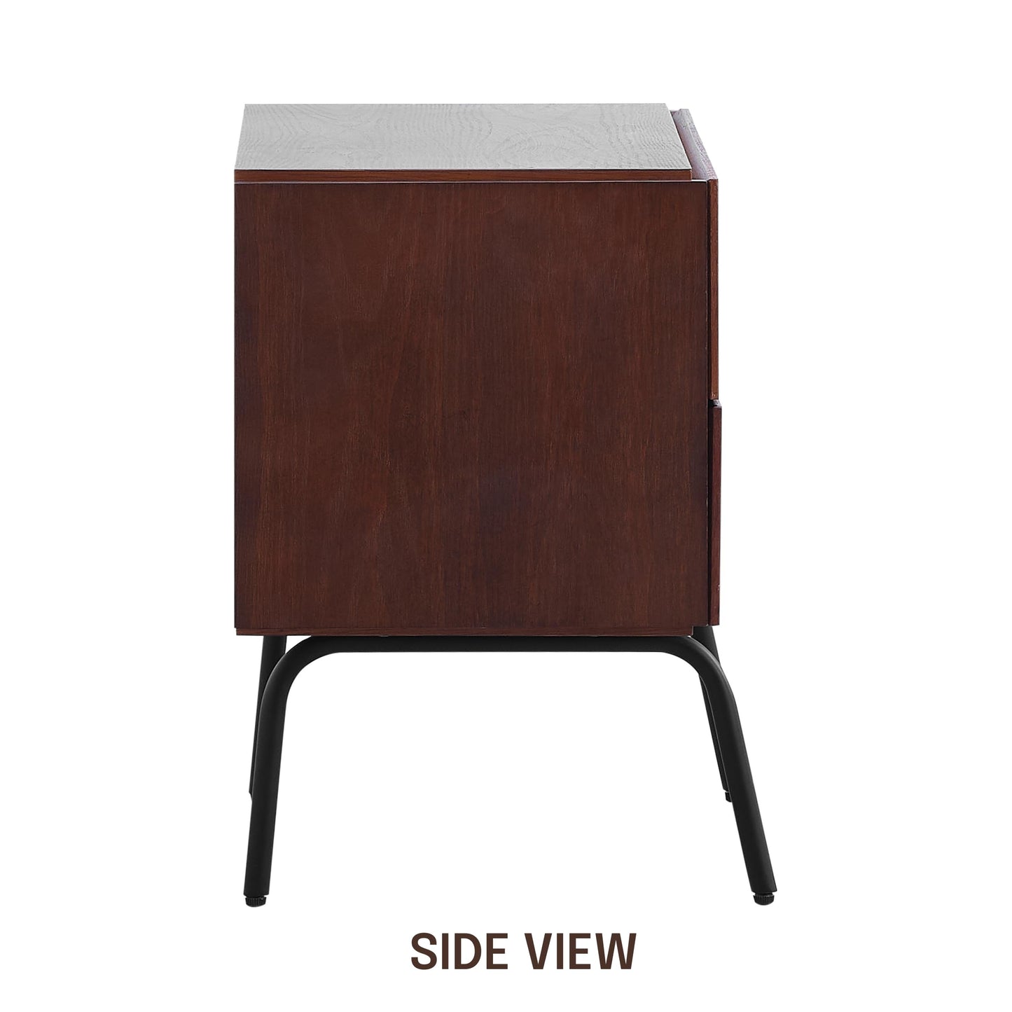 NTC Solid Oak Drawer Face Lulu Nightstand with Natural Rattan Drawer, Mid-Century Side Table for Bedroom, Bedside Furniture, End Table – Waterproof, Heat Resistant, Easy to Assemble – Dark Walnut