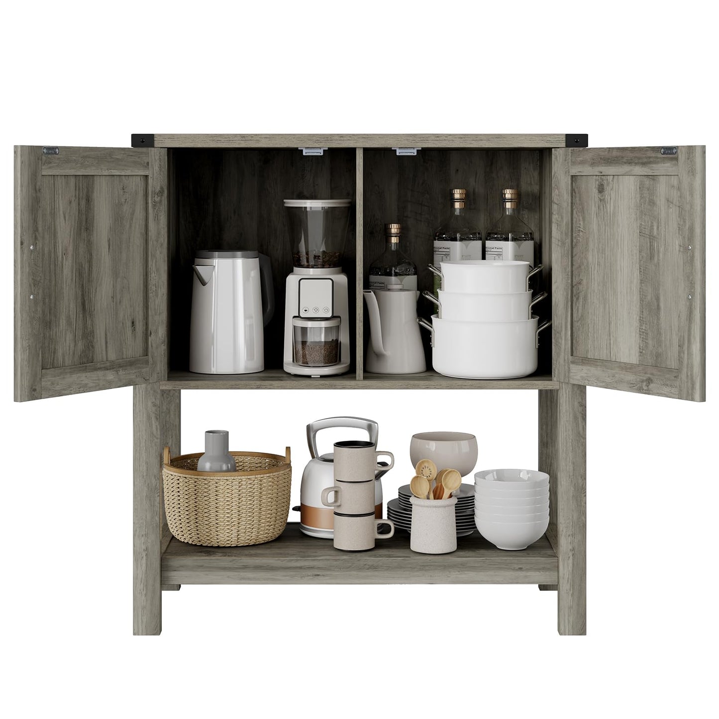 Mufico Console Table with 2-Door Cabinet Coffee Bar Cabinet Sofa Table,Entryway Table with Storage, Farmhouse Buffet Sideboard (Grey)