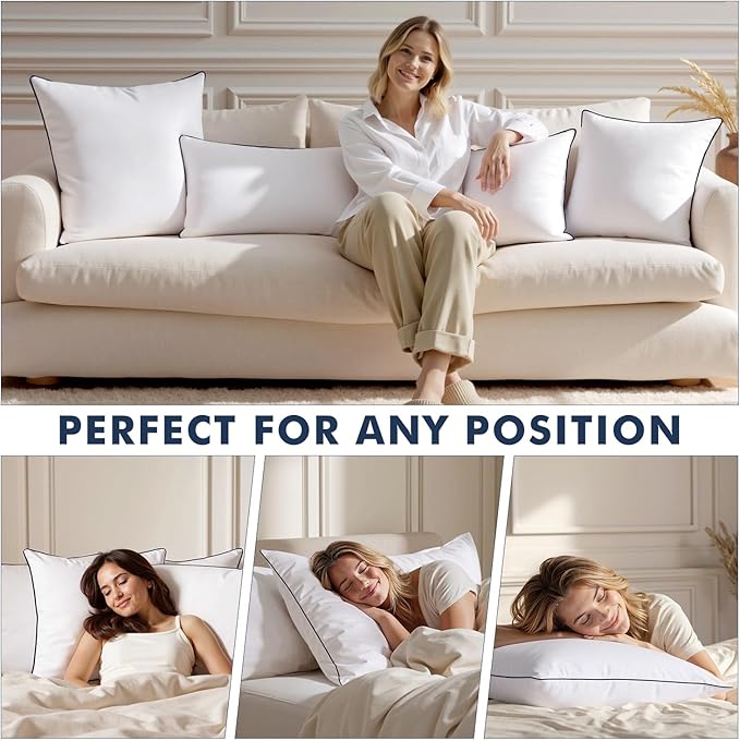 MIULEE Goose Feather Down 24x24 Pillow Insert Set of 2