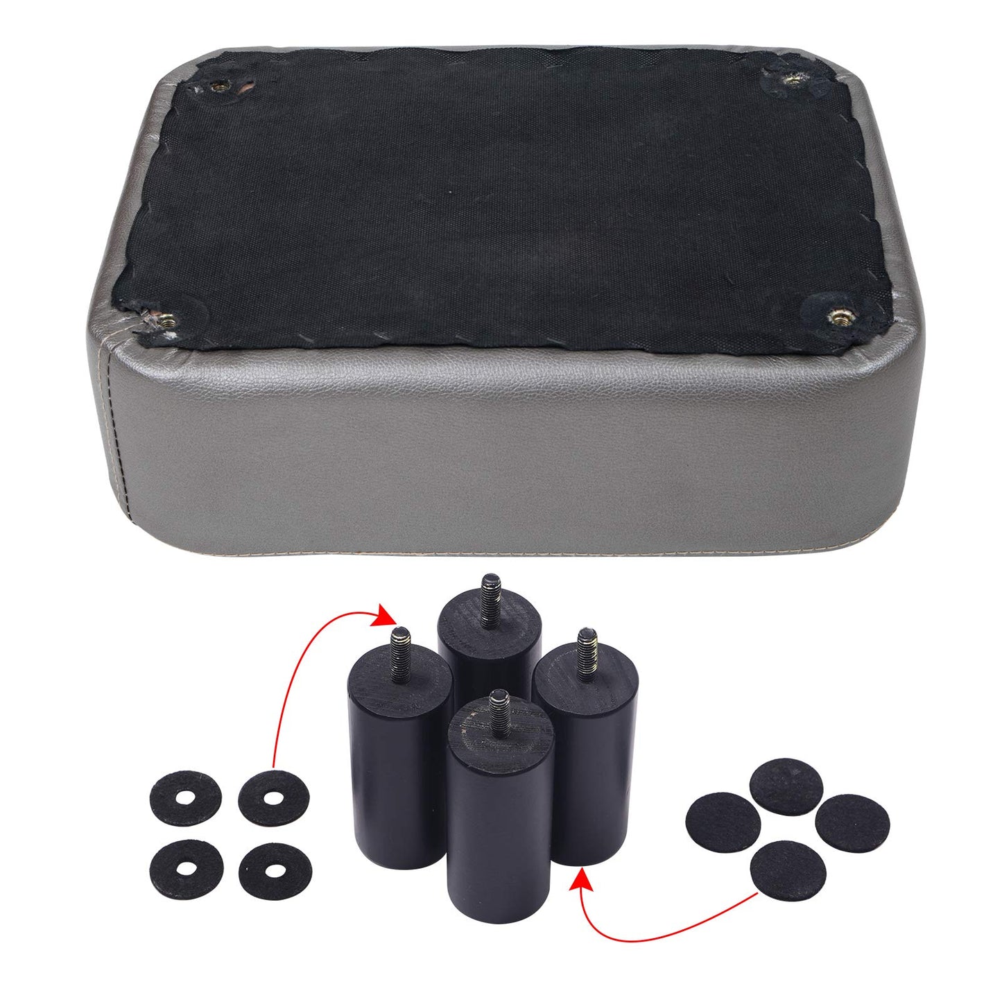 IBUYKE 16.54" Small Footstool, PU Faux Leather Step Stool, with Padded Seat Pine Wood Legs and Padded Rectangular Stool, for Bedroom, Gray RF-BD211