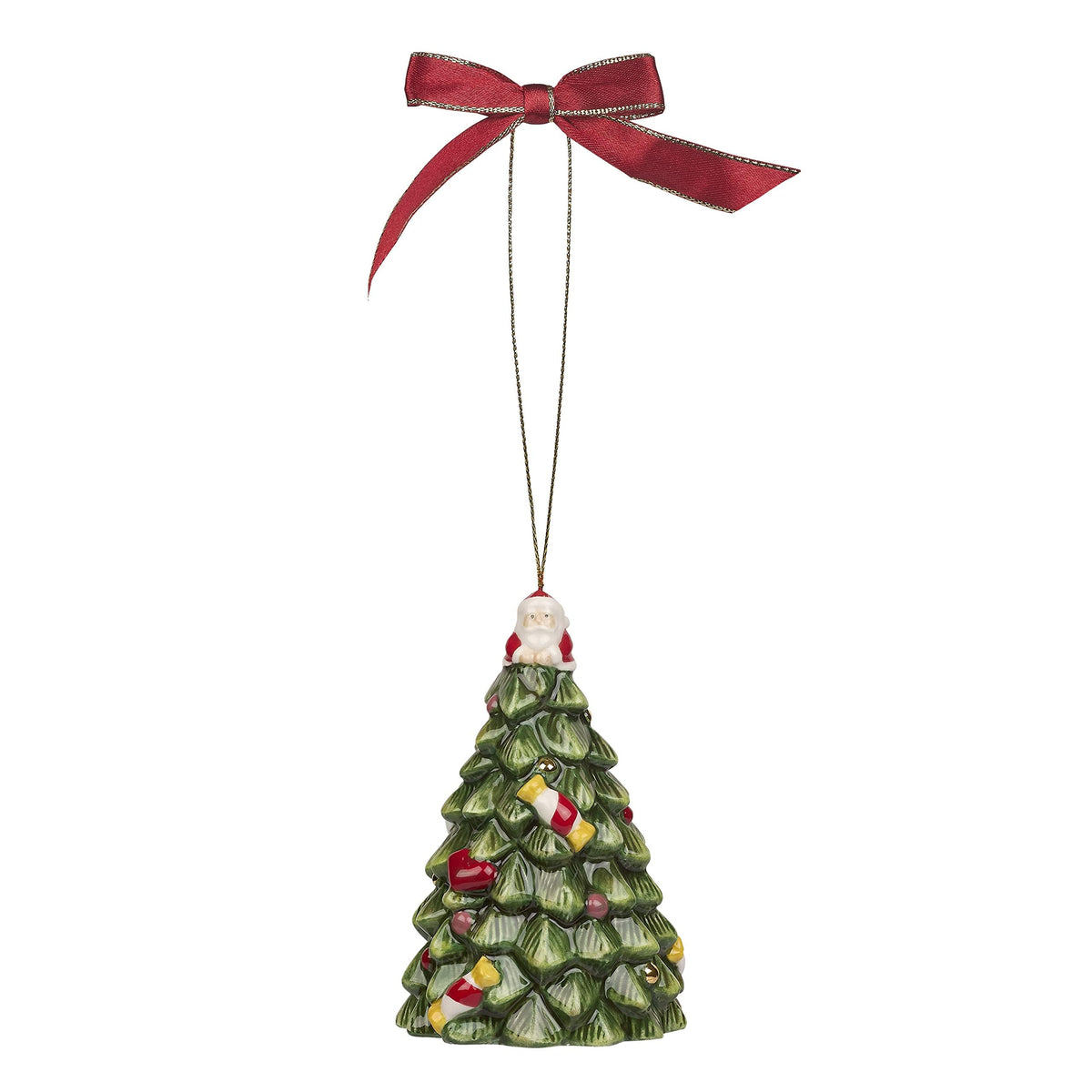 Spode Christmas Tree Figural Tree Bell Ornament, Gold, Dolomite, Hanging Ornament, Christmas Decoration