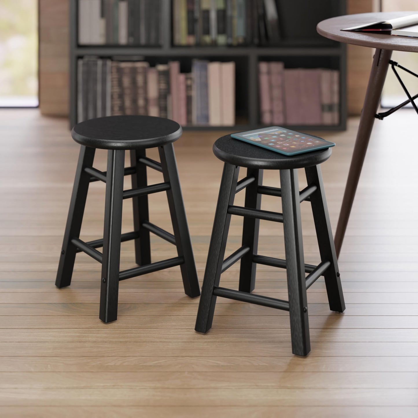 Winsome Element 2-Piece Counter Stool Set, Classic Backless Bar Chairs for Kitchen & Dining Room Seating, Timeless Essential Furniture for Home, Dorm, Apartments