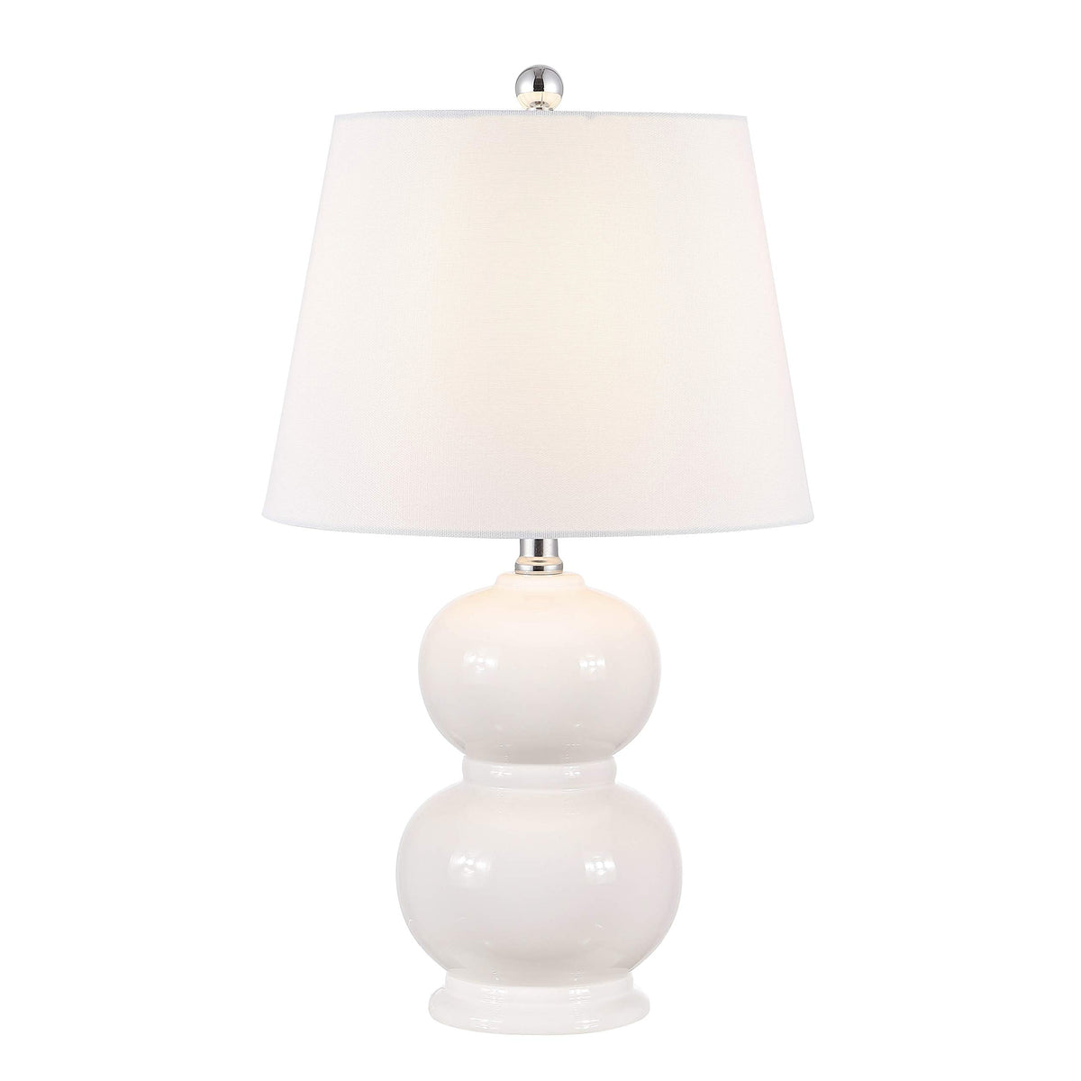SAFAVIEH Lighting Collection Everlee Modern Contemporary Ivory Ceramic Double Gourd 22-inch Bedroom Living Room Home Office Desk Nightstand Table Lamp (LED Bulb Included)