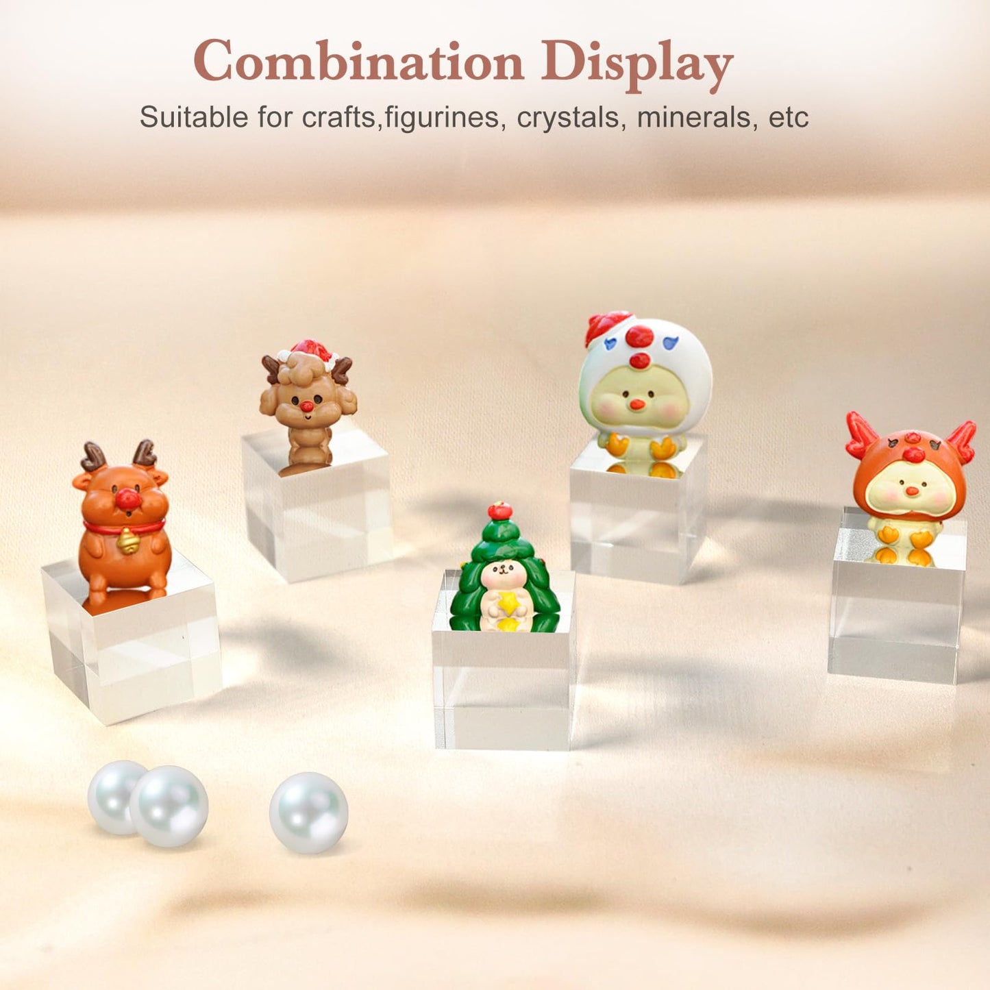 SAMYUCHO Acrylic Base 10 Pieces Acrylic Blocks for Display 1 X 1 X 1 Inch Square Riser Display Stands Trophy Base Pedestal Stands Clear Cube for Trophy Jewelry Props Food Party Crafts