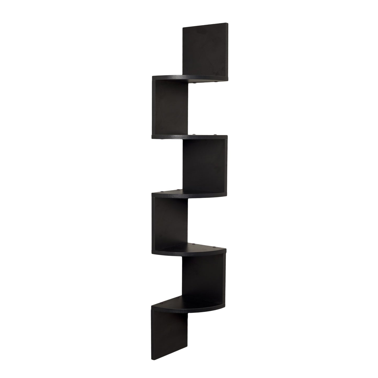 Danya B. XF11035BK Large Decorative 5-Tier Corner Floating Wall Mount Display Shelving Unit - Black