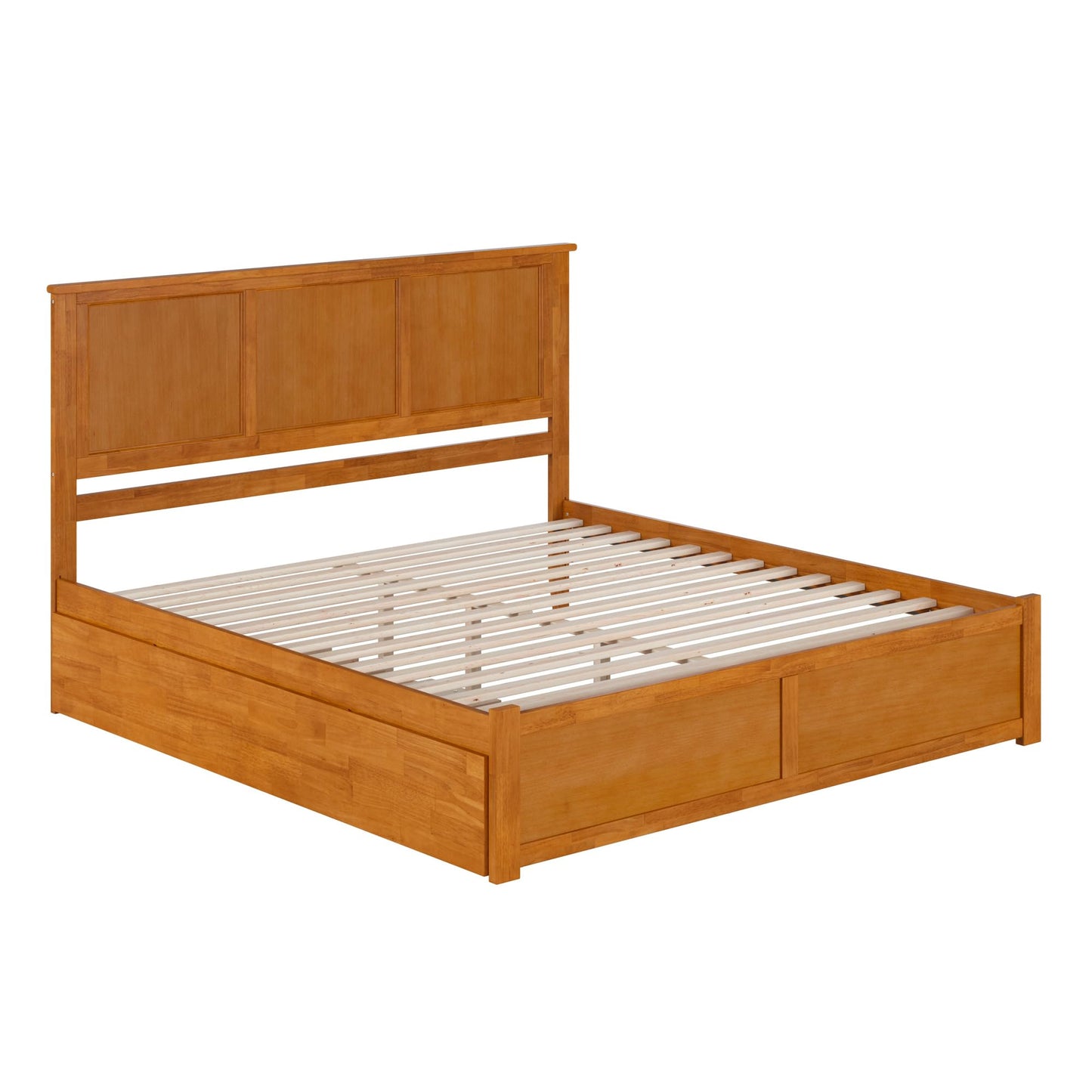 AFI, Madison King Platform Bed with Footboard & Twin XL Trundle, Light Toffee