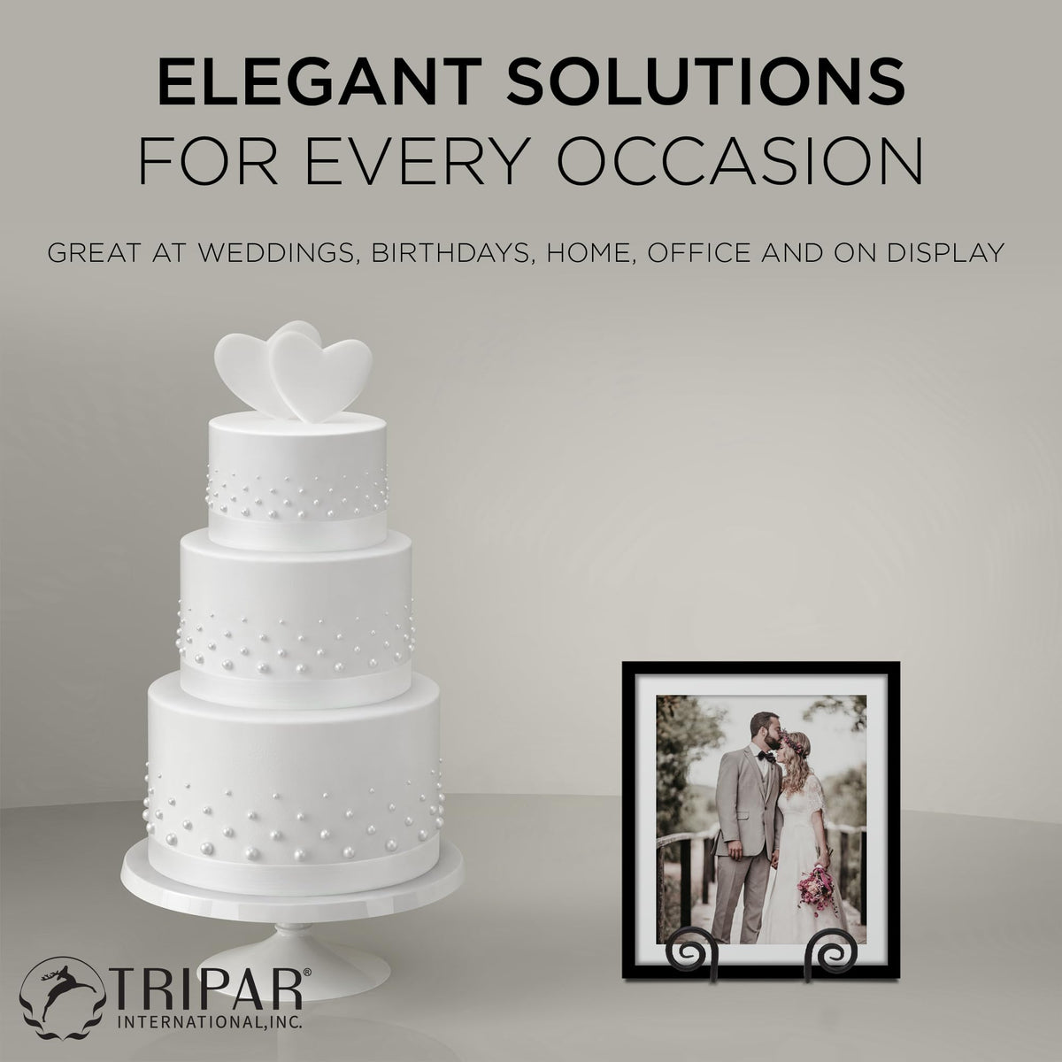 TRIPAR Decorative Scroll Rack, Large Black Display (4.5 Inch Depth) - Functions as Wall Rack or Tabletop Easel - Lightweight and Durable - Showcase Beautiful Plates, China, Artwork and More