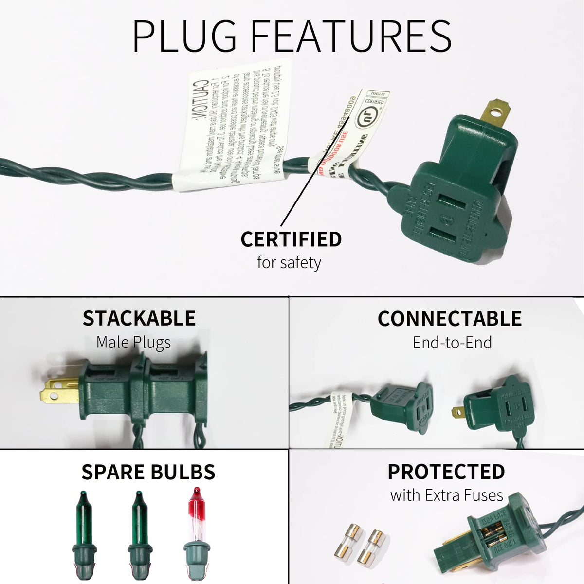 JUSTPRO 100LIGHTS Green Extra-Bright with End Connectors Christmas Decorative Lights 5.98m UL Certified Mini String Light Set Waterproof for Home Garden Holiday Christmas Tree Party Patio Wedding