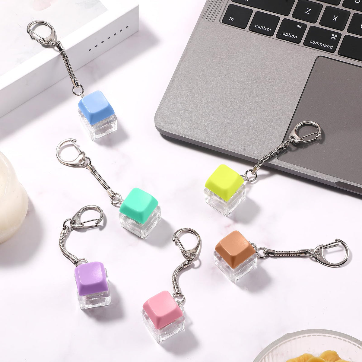 Seeloowy 36 Pcs Keyboard Fidget Clicker Keyboard Keychain Decompression Relief Toys Button Stress Relief Gifts for Adults Pass the Time (Vivid Color)