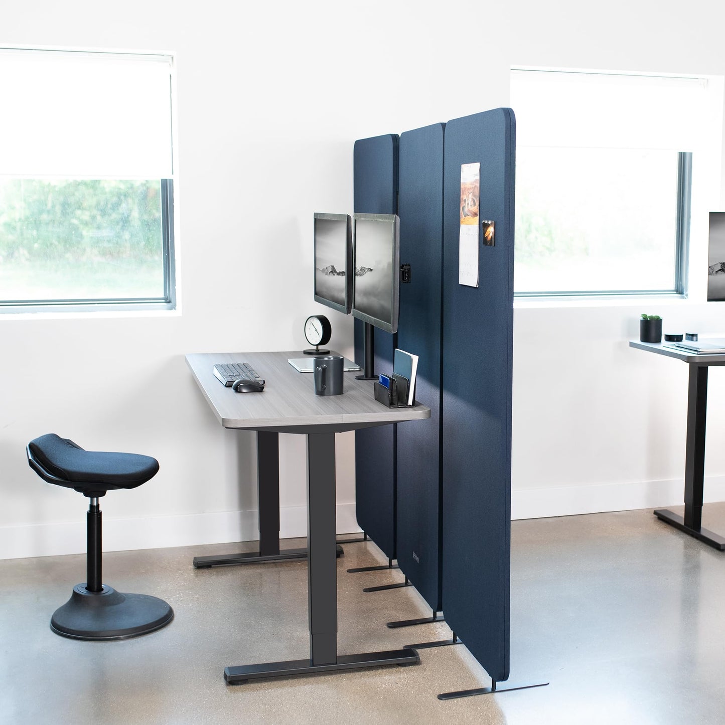 VIVO Freestanding 72 x 66 inch Privacy Panel, Cubicle Divider, Acoustic Wall Partition, x3 24 inch Panels, Navy Blue, PP-3-T072NB