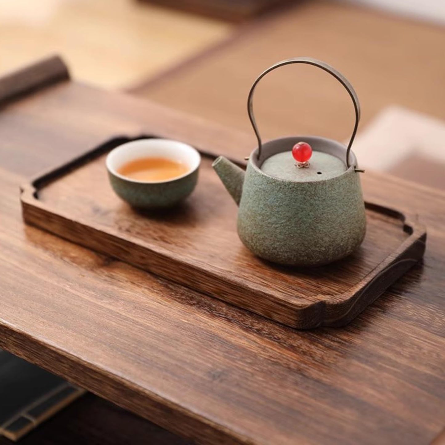 Portable Antique Tatami Floor Table - Low Meditation & Tea Table for Home & Garden, 70x35x28cm, Multifunctional Zen Furniture for Relaxation & Mindfulness