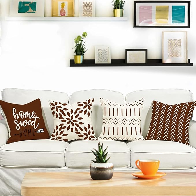 YCOLL Pillow Covers 16x16 Set of 4, Modern Sofa Throw Pillow Cover, Decorative