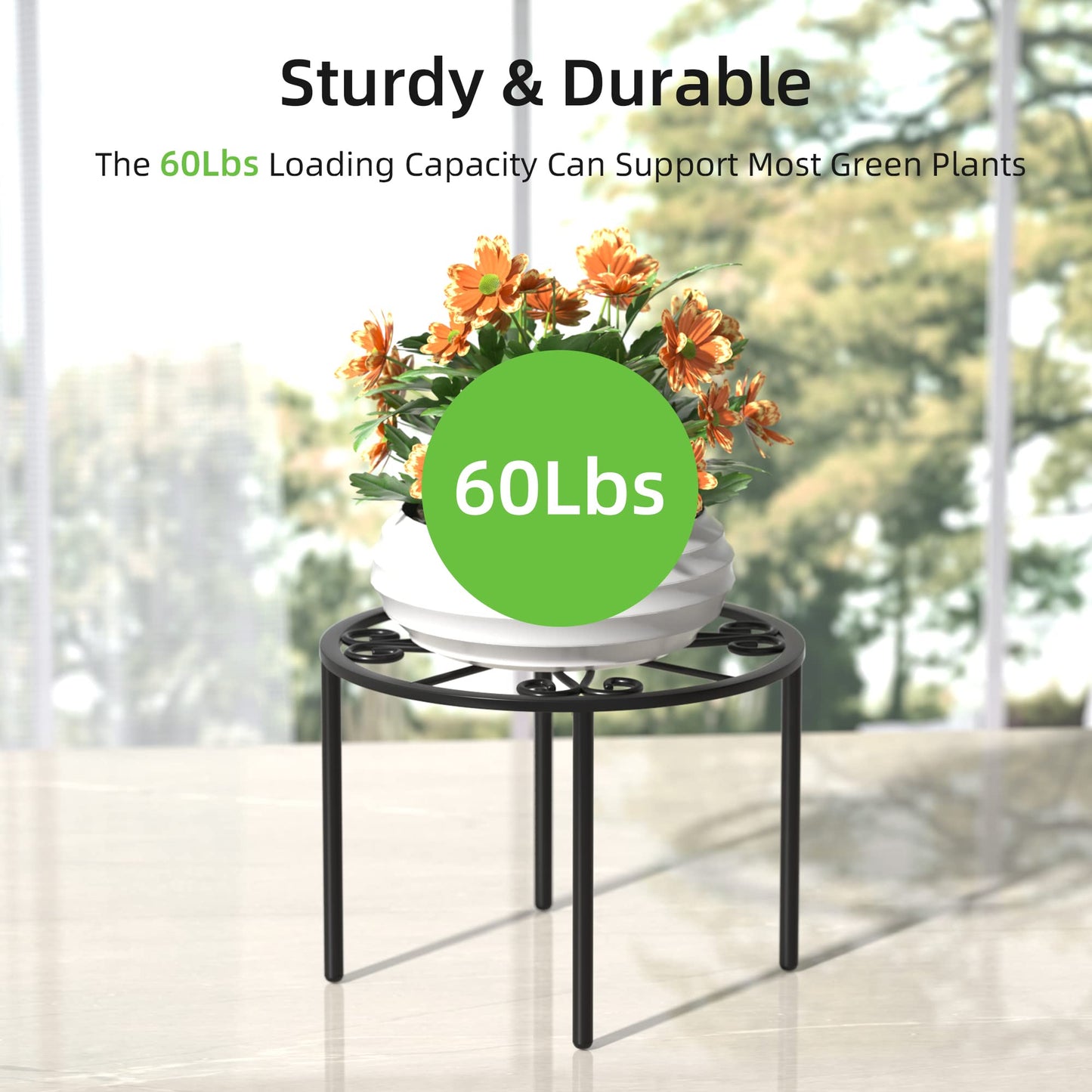 bussdis Plant Stand 1 PCS-10.2 IN Flower Pot Stand Plant Rack for Indoor and Outdoor Courtyard Gardens Black