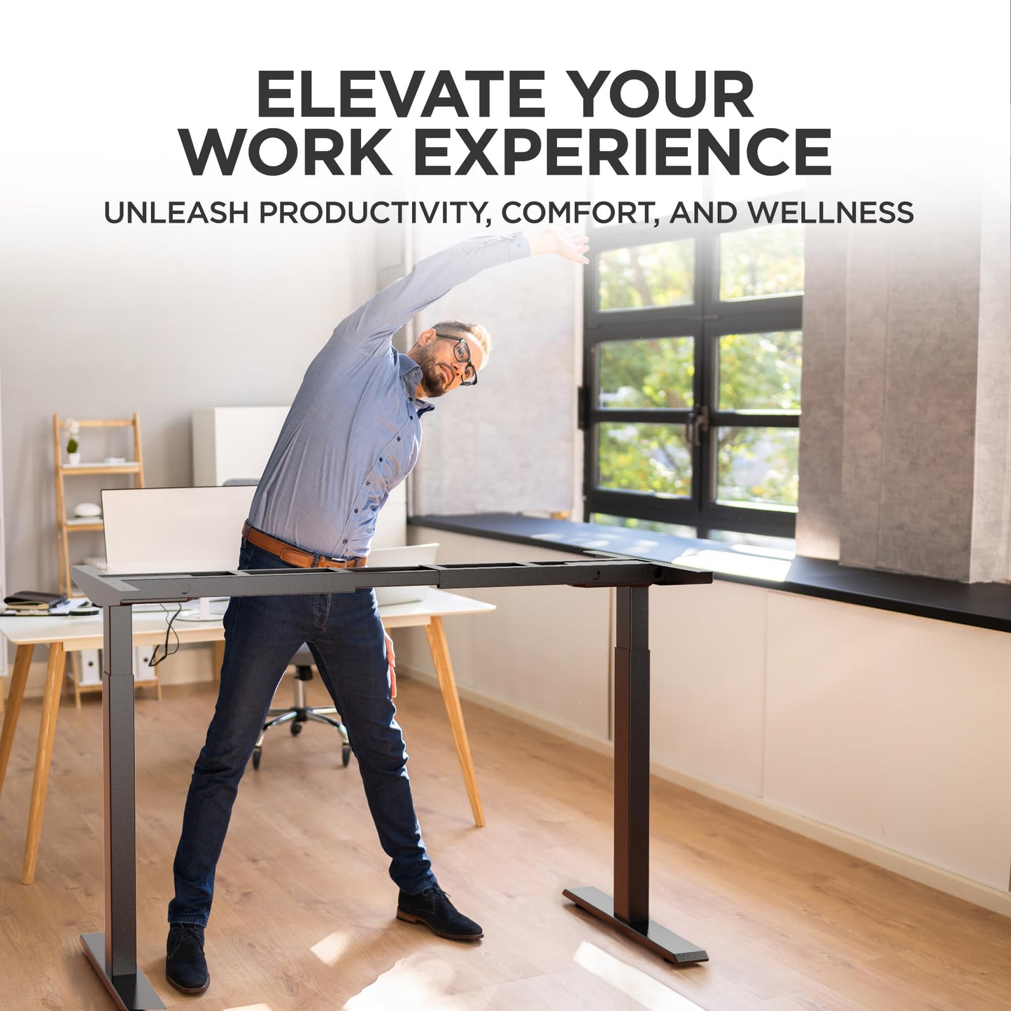 Rise Up Standing Desk Legs, Adjustable Standing Desk Frame Dual Motor w/Memory, Electric Frame Base Height Desktop Table, Sit Stand Electric Table Legs