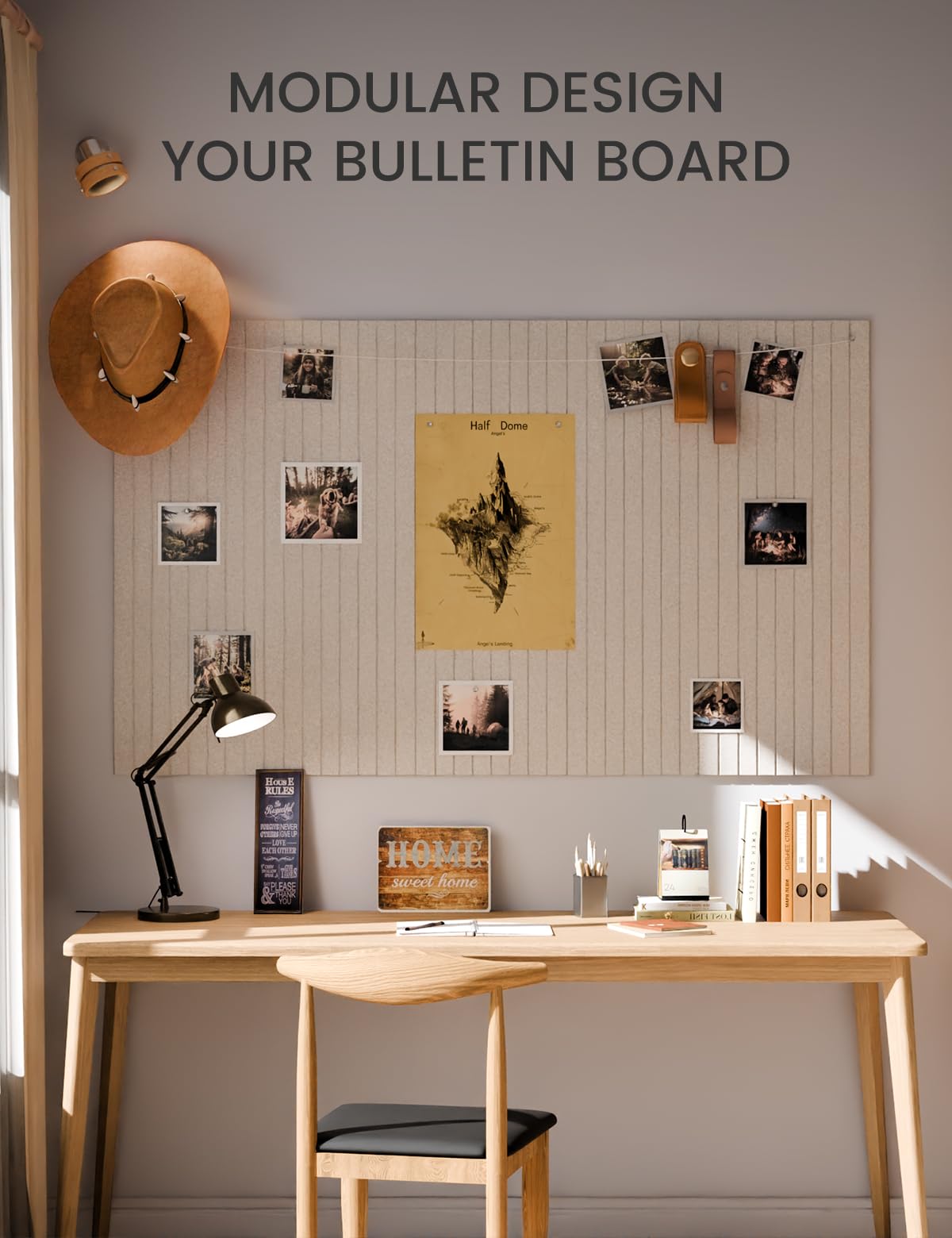 Fluxynara Large Felt Bulletin Board 36" x 24" Cork Board Alternative-6 Pack with 40 Safe Removable Adhesive Tabs, Cork Boards for Walls Cork Board for Home Office Classroom Pin Board (Oatmeal)