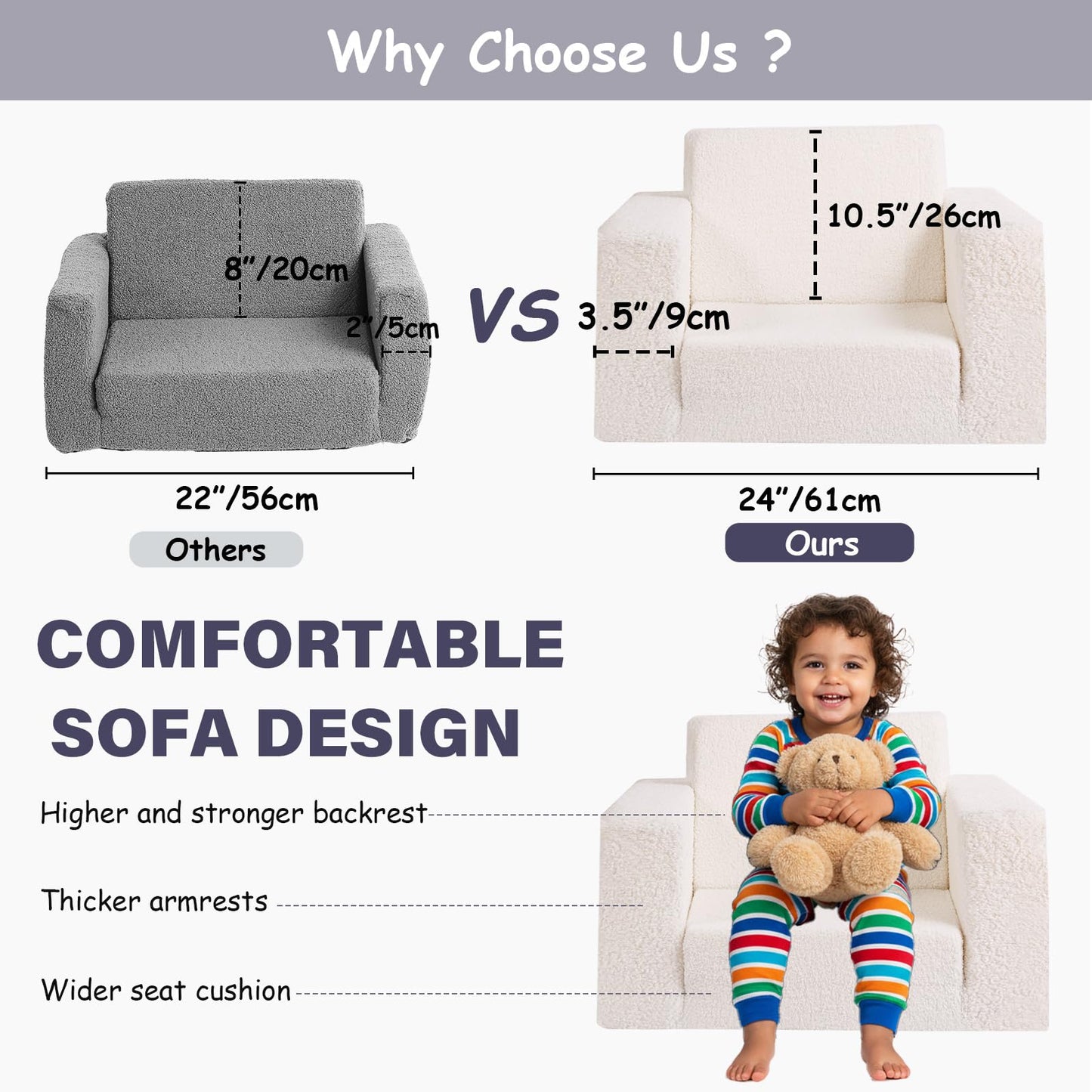 Tiita Kids Sofa, 2-in-1 Toddler Chair, Convertible Children Couch to Lounger, Flip Out Kid Sofas Chair, Toddler Armrest Chairs Bed, Folding Kids Play Sofa for Girl or Boy (Beige)