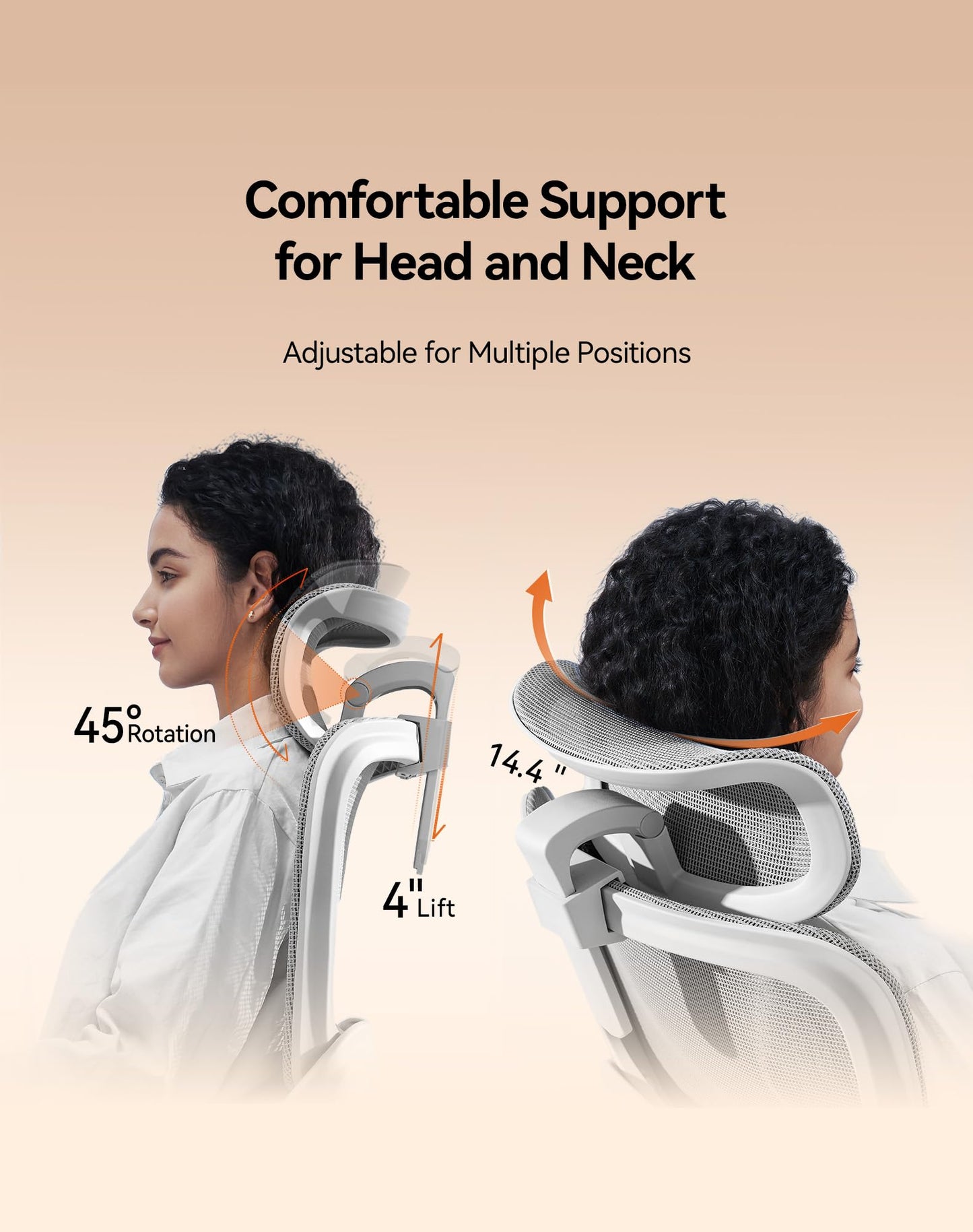 SIHOO B100 Office Chair, Comfy Ergonomic Office Chair, High Back Computer Chair with Adaptive Lumbar Support & wide Headrest, Flip-up Armrests, Swivel Desk Chair for Long Hours, WITHOUT Footrest, Grey