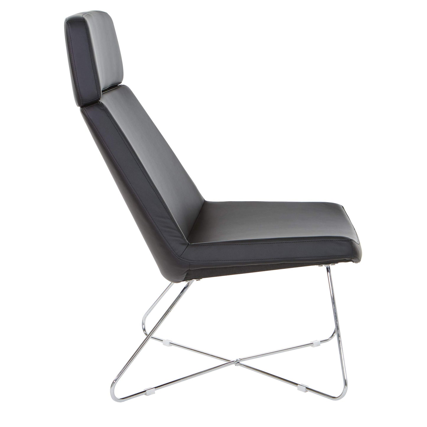 Office Star Geena Modern Scoop Guest Chair with Chrome Finish Sled Base, Black