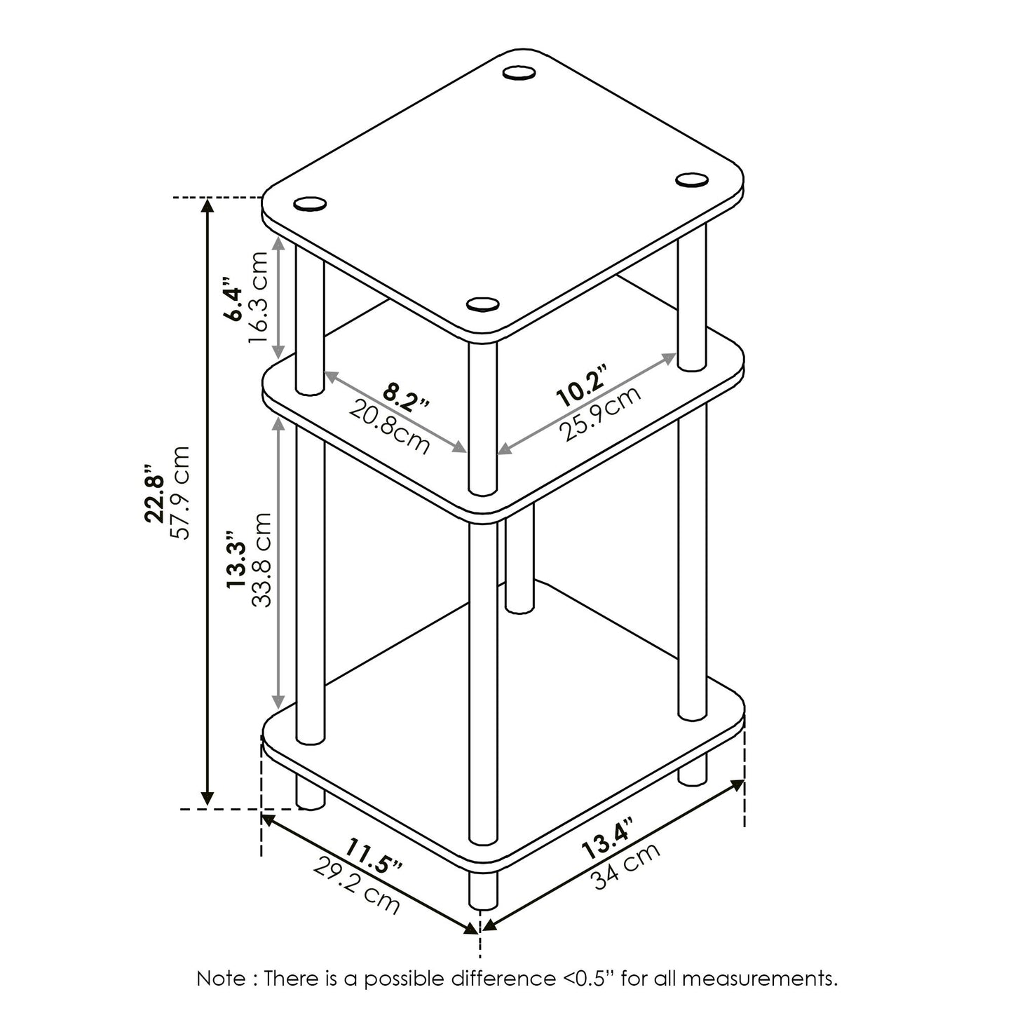 Furinno Simplistic A Frame Computer Desk Just 3-Tier End Table
