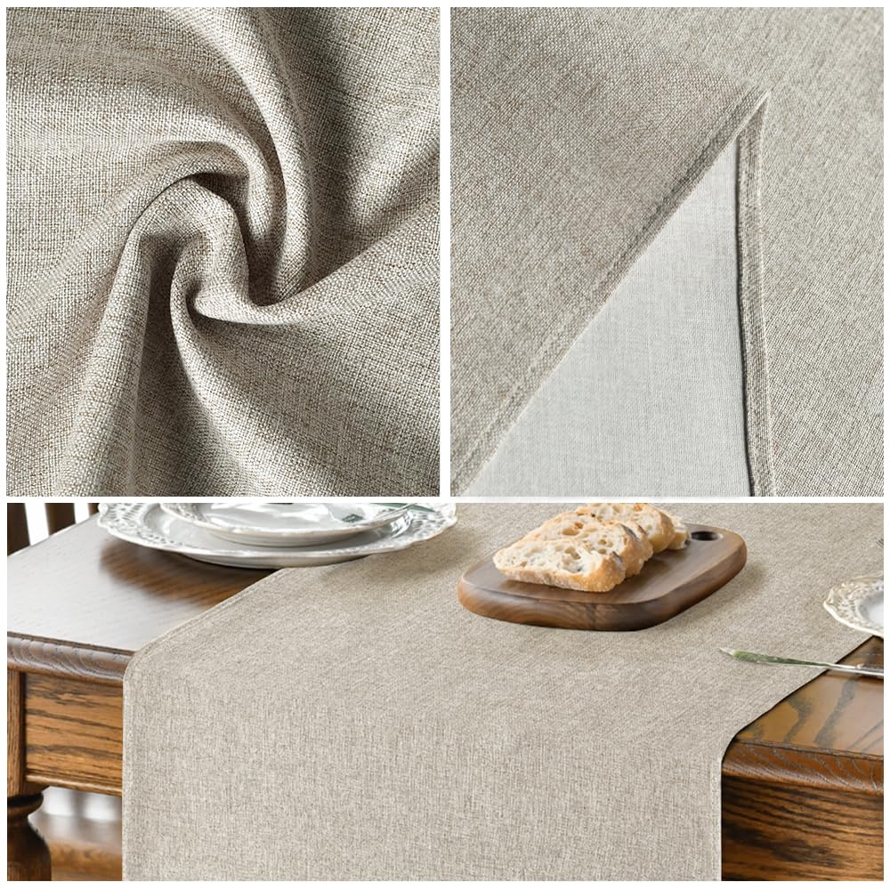 Artoid Mode Light Brown Table Runner, Seasonal Fall Washable Kitchen Dining Table Decoration for Home Party Decor 13x90 Inch