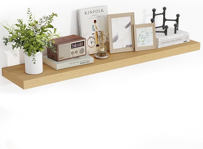 Acovy 48 Inch Floating Shelves, 3D Textured Wood Grain, Wooden Shelves