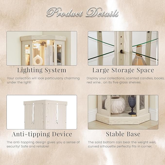 Anwick Corner Display Curio Cabinets