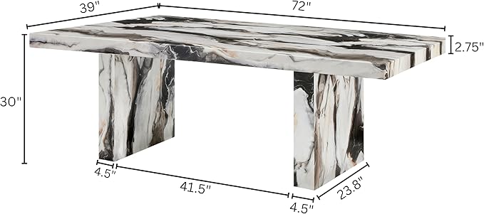 Roundhill Furniture Cavira Modern Faux Marble Dining Table