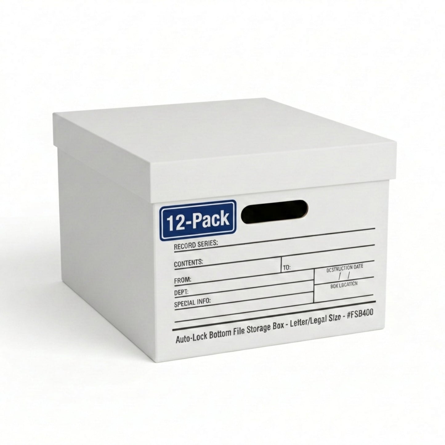 BOX USA Boxes with Lids and Handles (12-Pack) - File Storage Boxes for Office Supplies, Book Storage, Moving, and Packaging